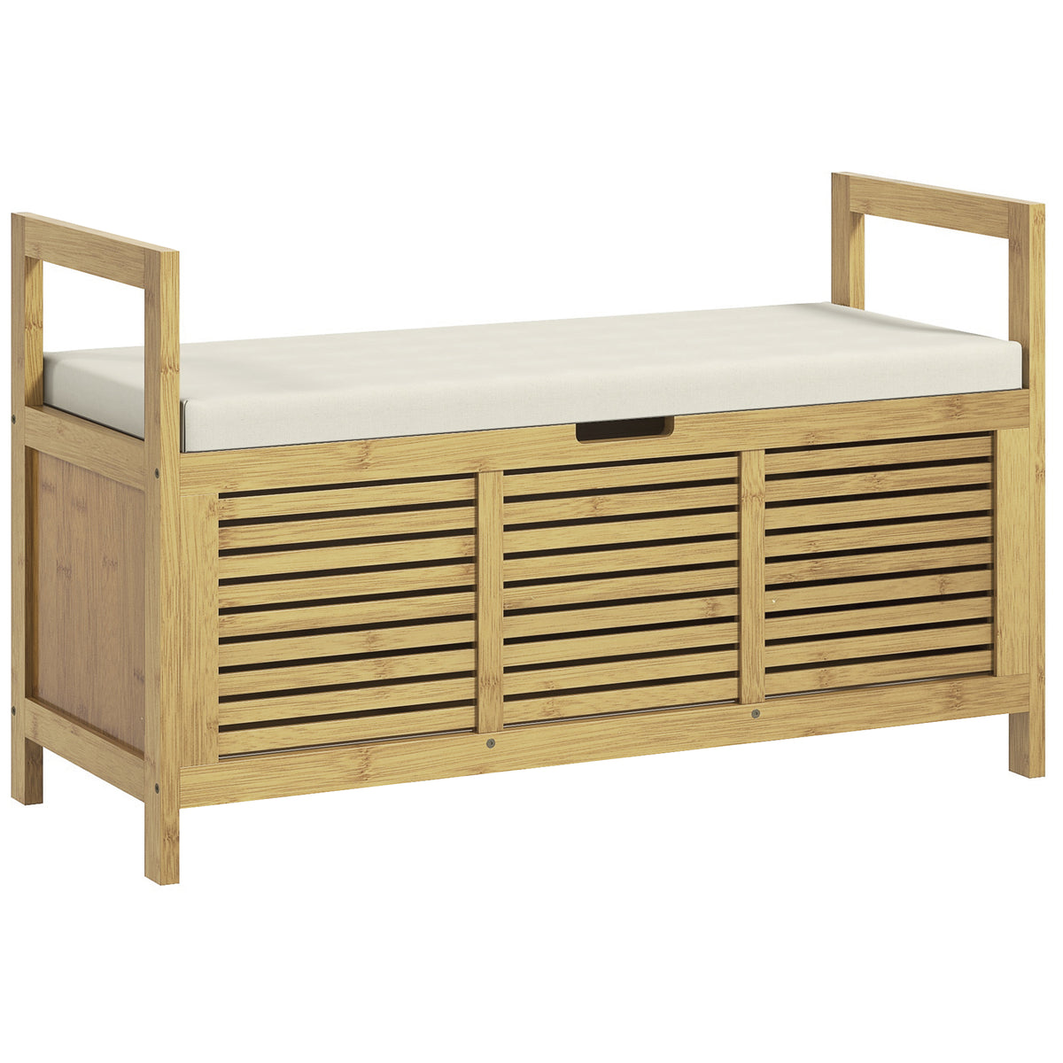 Schuhablage mit Stauraum, Schuhbank, weiche Sitzfläche, Bambus, 100x40x60 cm