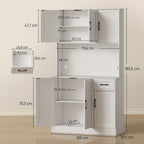 K¨¹chenschrank, 180,5 cm, Vorratsschrank, Arbeitsfl?che, Kabelloch, verstellbare Regale, MDF, Wei?