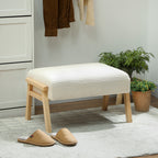 Sitzhocker Hocker mit weichem Sitzkissen Holzbeinen Fu?hocker mit Cordoptik Cremewei?