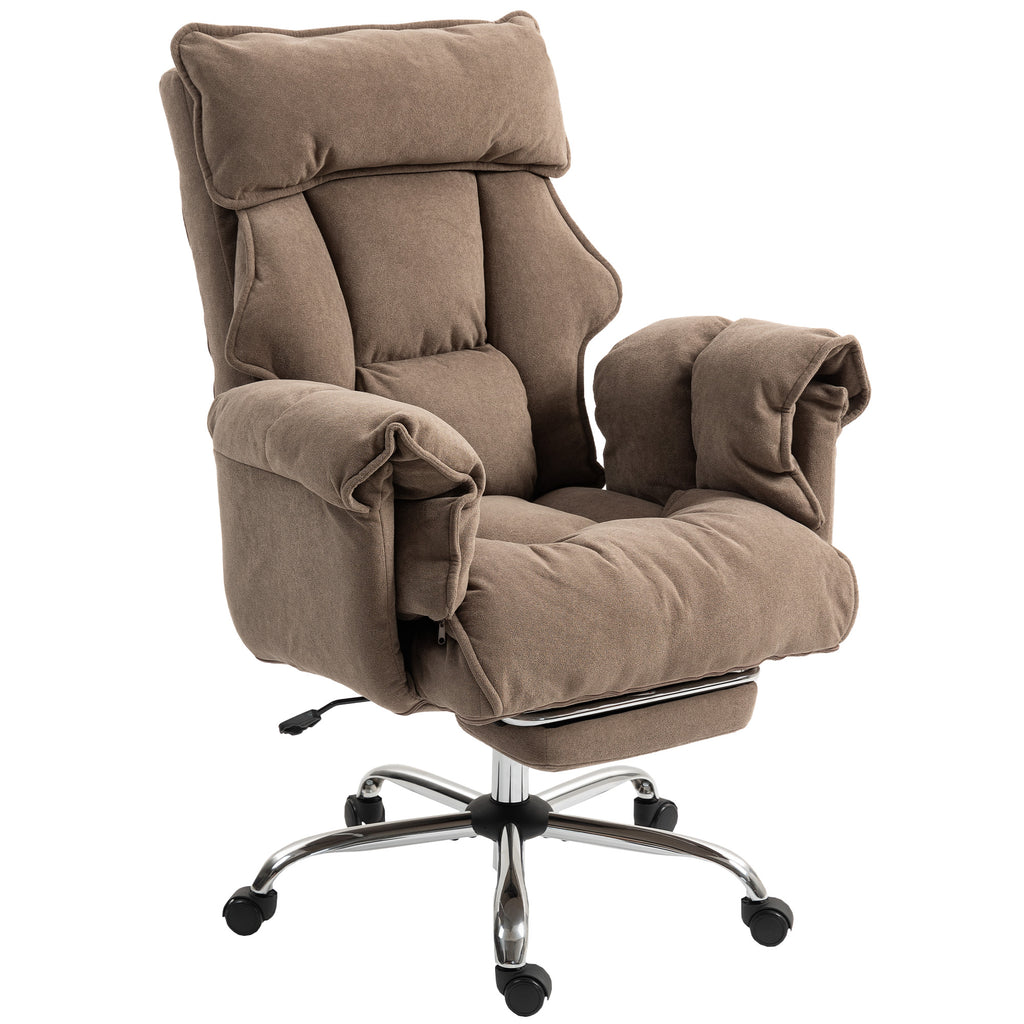Ergonomischer B¨¹rostuhl, neigbare R¨¹ckenlehne, Fu?st¨¹tze, weicher Stoff, Hellbraun