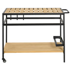 Servierwagen im Industrie-Design, wetterbest?ndig, 3 Haken, 1 Regal,107 cm x 65 cm x 80 cm, Schwarz +Natur