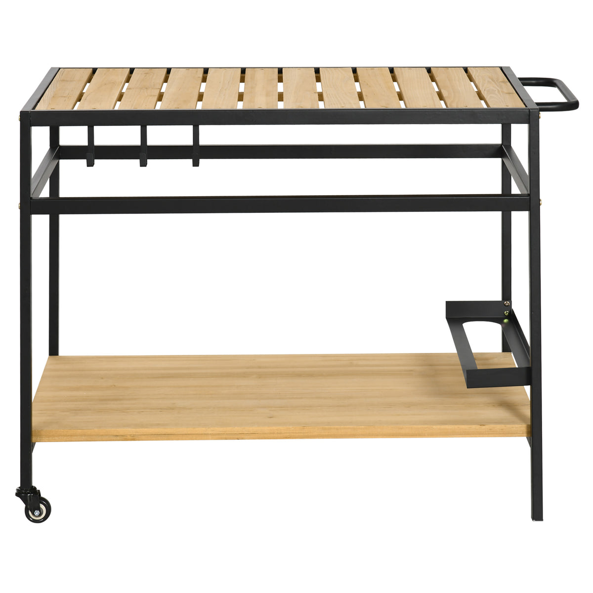Servierwagen im Industrie-Design, wetterbest?ndig, 3 Haken, 1 Regal,107 cm x 65 cm x 80 cm, Schwarz +Natur