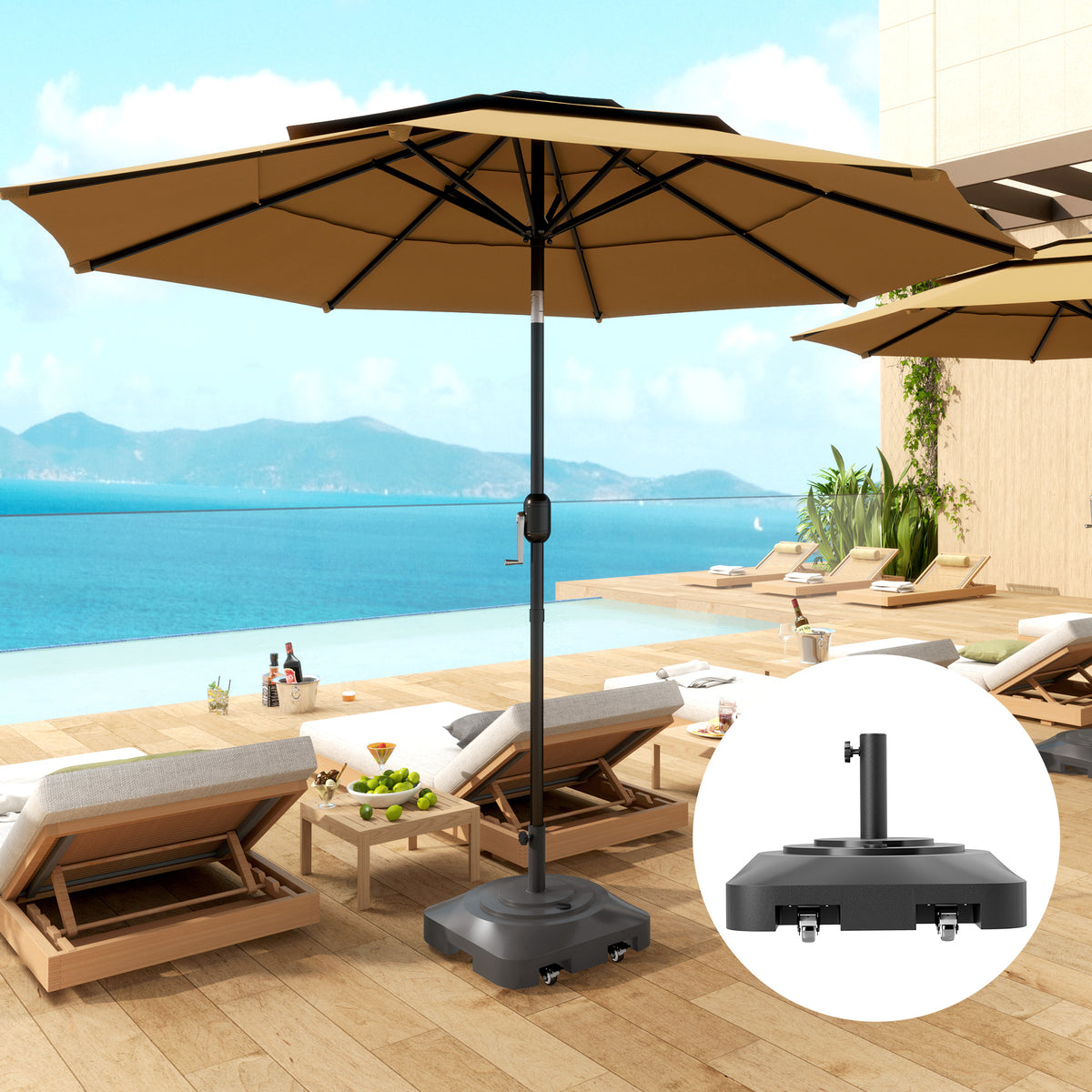 Gartenschirmst?nder, Sonnenschirmst?nder aus Kunststoff, mit Wasser oder Sand bef¨¹llbar, Kunststoff, Schwarz