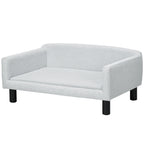 PawHut Hundesofa Hundebett Hundecouch aus Samt mit Rückenlehne, Holzbeine, Katzensofa für mittle Hunde 82 x 54 x 36 cm Hellgrau