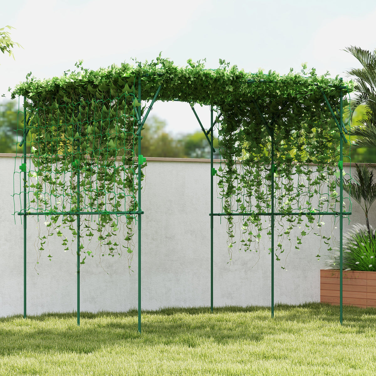 Rankgitter aus Stahl zum Stecken rostfrei Rankhilfe f¨¹r Kletterpflanzen Spalier 223 x 223 x 223 cm Rosenbogen Gr¨¹n