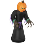 210 cm Aufblasbar Kürbisgeist, Halloween Horror Deko mit LED Beleuchtung, Halloween-Dekoration, Wasserdichte Luftfigur, Polyester, für Indoor, Outdoor