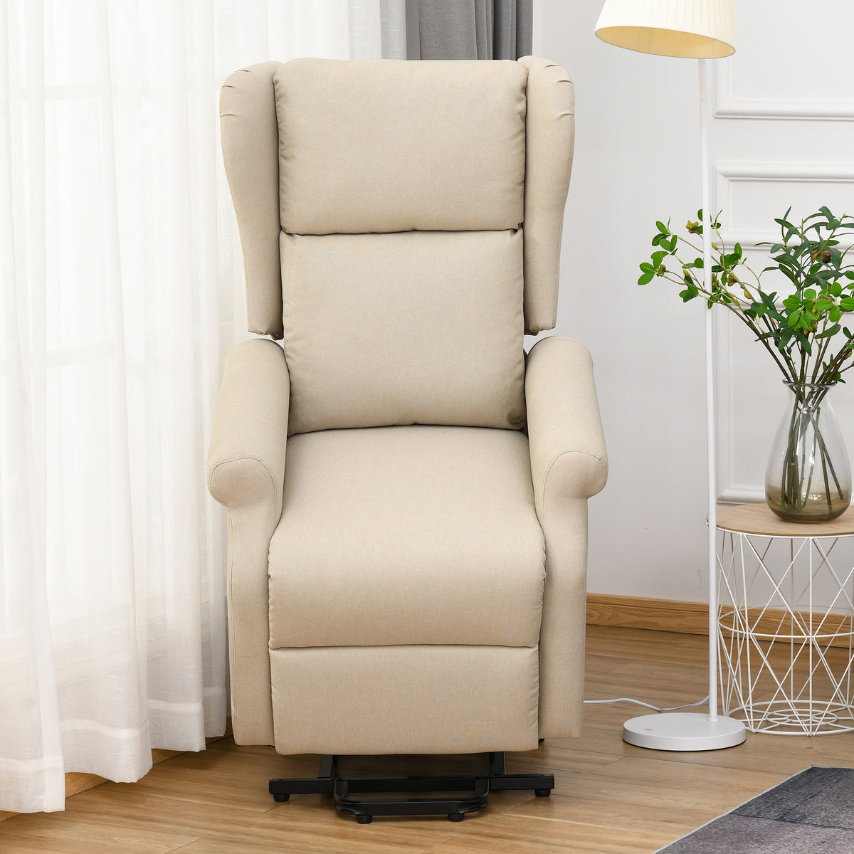 Relaxsessel, Aufstehhilfe, Liegefunktion, bis 200kg, 72,5x94x109cm, Creme