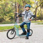 Kinderroller Scooter Tretroller mit verstellbarem Lenker, großen Rädern und Handbremse Kickscooter 16 Zoll Cityroller für Jungen und Mädchen ab 5 Jahre Metall Blau