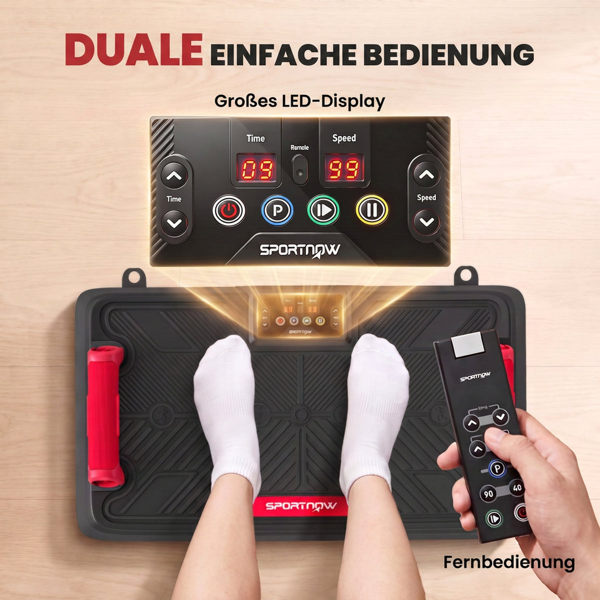 Vibrationsplatte leise Rüttelplatte mit Sitz 99 Intensitätsstufen 3 Vorprogramme höhenverstellbar & abnehmbar Griffe