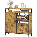 Shoe Storage Cabinet with 4 Flip Drawers and Open Shelf - Rustic Brown