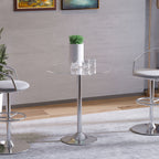 Round Dining Table, Modern Dining Room Table with Tempered Glass Top, Steel Base, Space Saving Small Bar Table