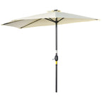 Sonnenschirm, Terrassenschirm, halbrund, mit Solarpaneel, 20 LEDs, Handkurbel, beige, 2,70 x 1,35 x 2,40 m