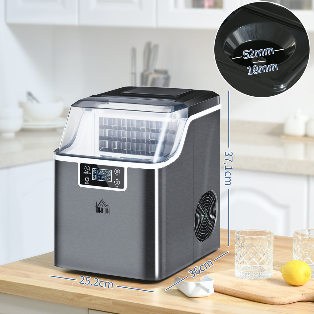 Eisw¨¹rfelmaschine Eisw¨¹rfelspender Ice-Maker 20kg/24h 2,3L Eisw¨¹rfelbereiter mit 3,2 L Wassertank, Schwarz