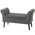 Polsterbank mit Stauraum, Truhenbank mit Armlehnen, 46 cm Sitzh?he, samtartiges Polyester, 111,5 x 41 x 65 cm, Dunkelgrau