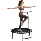 Rebounder-Trampolin, 5-stufig verstellbarer Griff, Workout-Trampolin, Schwarz