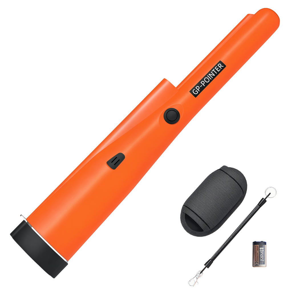 Metalldetektor für Erwachsene, Tragbar Ortungsgerät mit LED Indicator, Wasserdicht Schnurlos Metallsuchgerät Orange