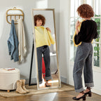 162.6 cm Two-Tone Full Length Mirror - White/Oak-Tone