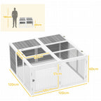 Rabbit Hutch with Openable Foldable Roof, Light Grey