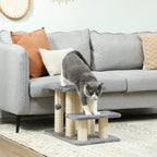 Dog Steps for Bed, 3 Step Adjustable Pet Stairs for Sofa with 6 Sisal Scratching Posts for Small Dogs & Cats, Grey