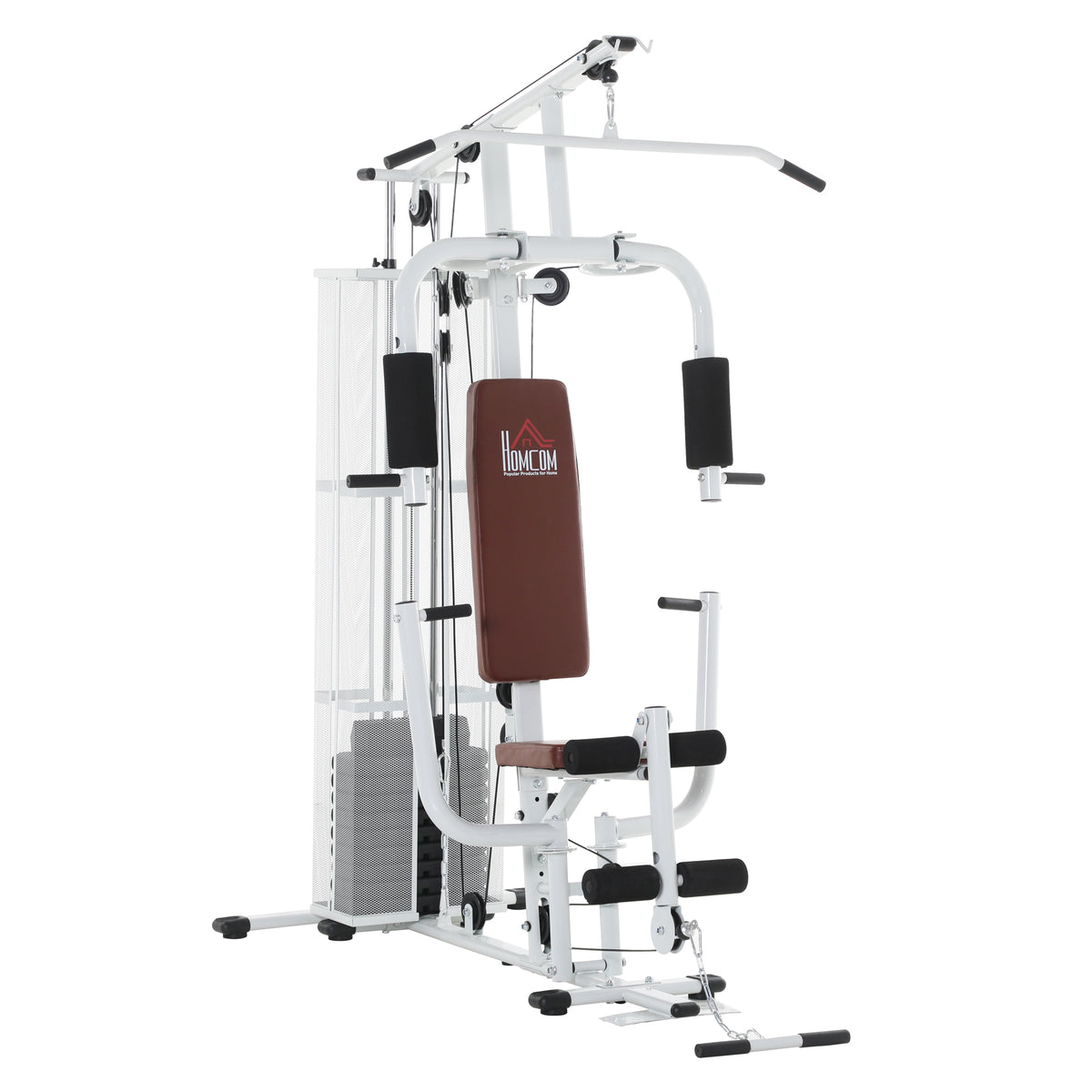 Multifunction Home Gym Weight Training Workout Station Fitness Strength Machine, White