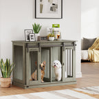 Dog Crate Furniture for Large Dogs, Double Dog Cage for Small Dogs, with Divider - Grey