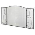 Funkenschutz für Kamine, 3 Paneele, klappbar, flexibel, Metall, schwarz, 132,5 x 76,5cm