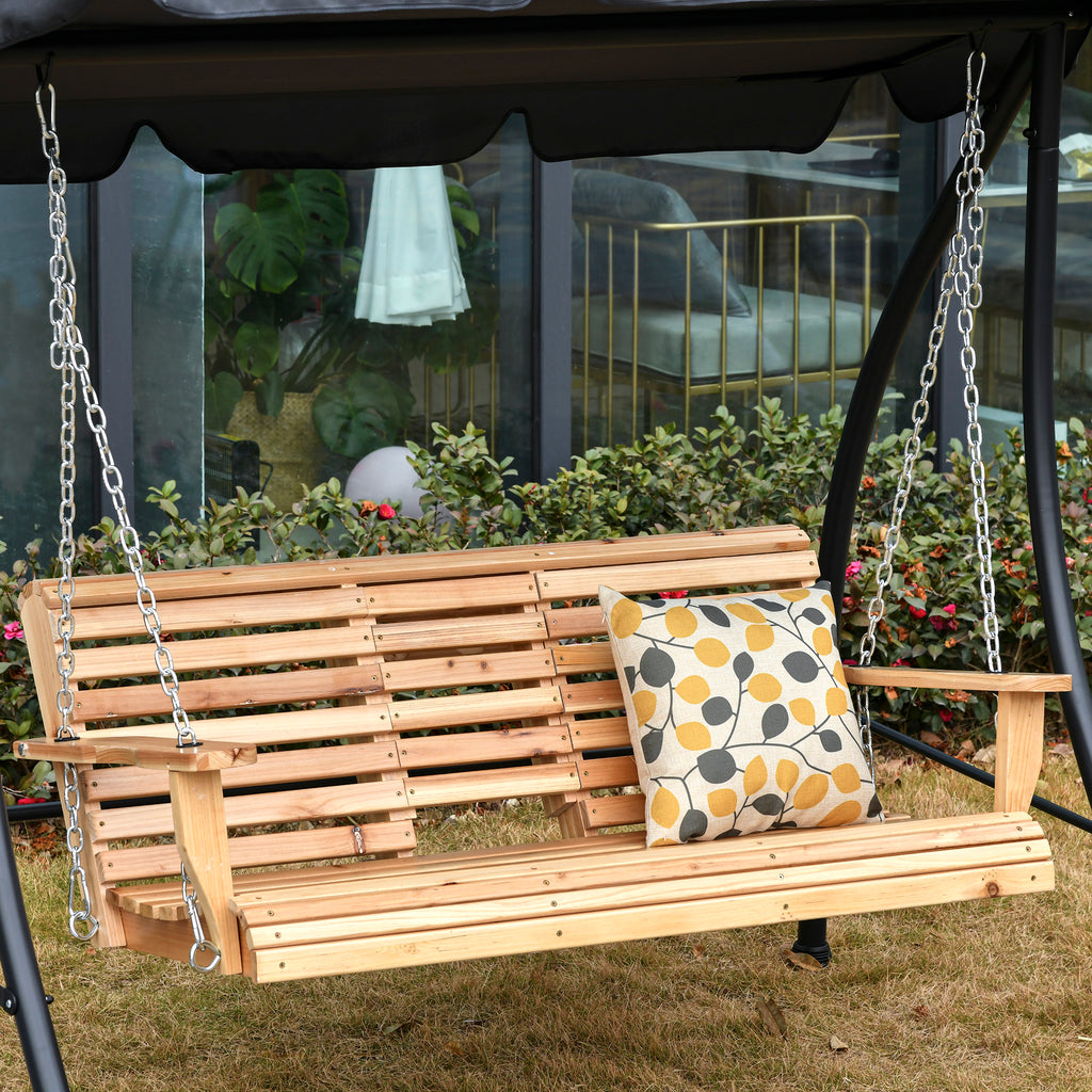 Hängebank mit Klapptisch und Becherhaltern Naturholz 150 x 75 x 53cm