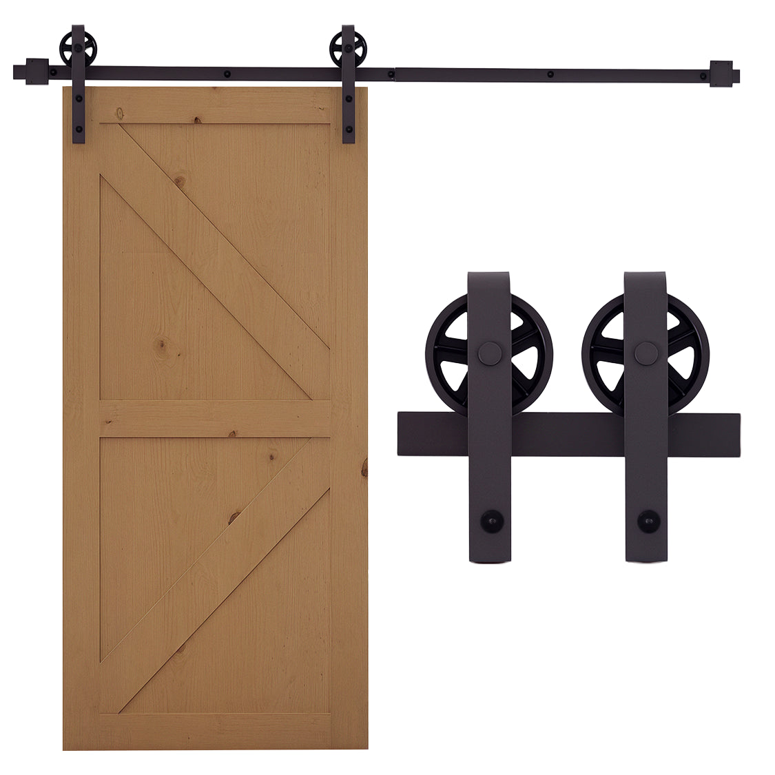 6ft Modern Single Sliding Barn Door Track Kit Set Closet Hardware for Single Wooden Door
