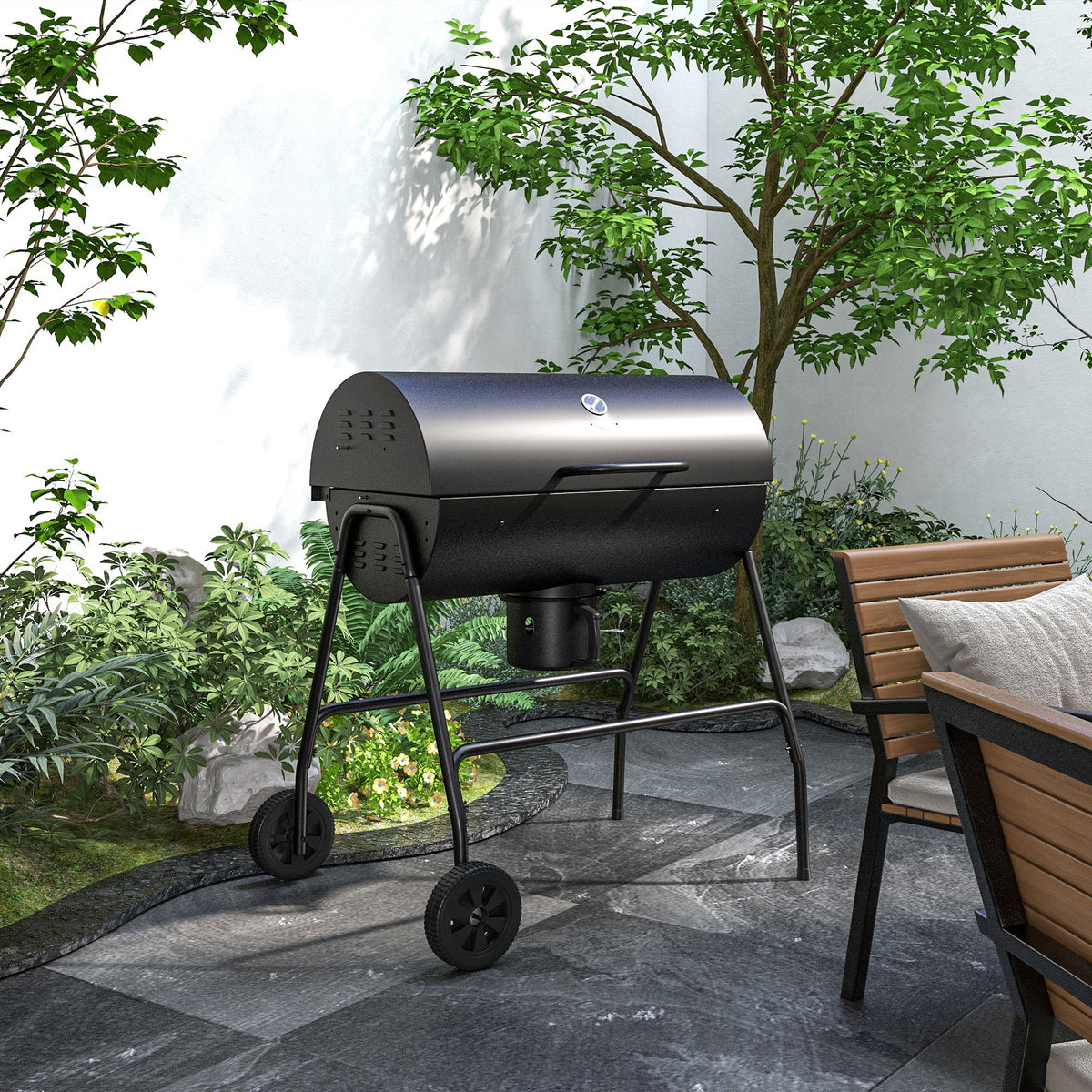 Steel Charcoal BBQ, with Ash Catcher and Warming Rack