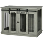 Dog Crate Furniture for Large Dogs, Double Dog Cage for Small Dogs, with Divider - Grey
