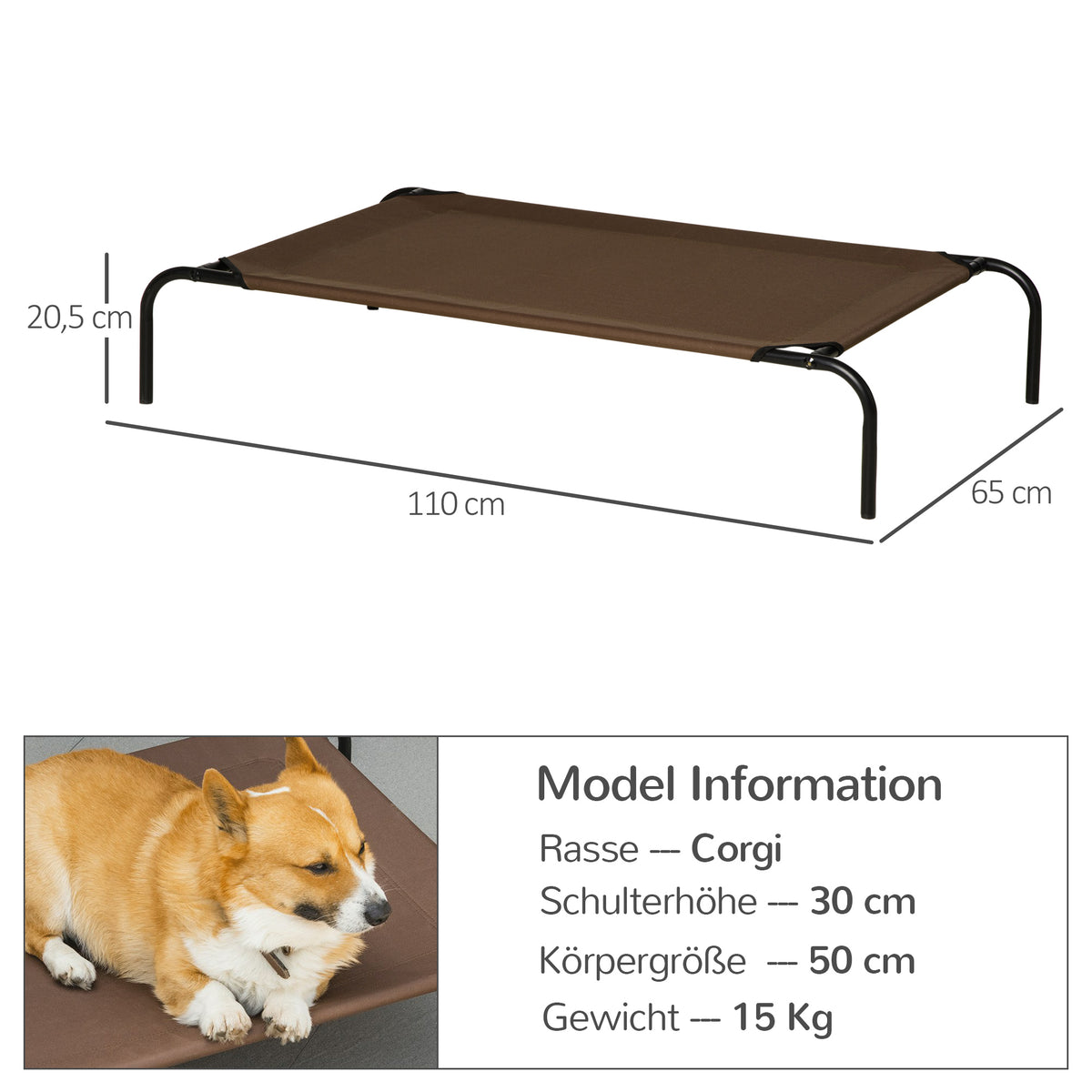 Hundebett Outdoor Hundeliege Katzenbett Haustierbett Schlafplatz mit Ersatzbezug 110 x 68 x 20 cm