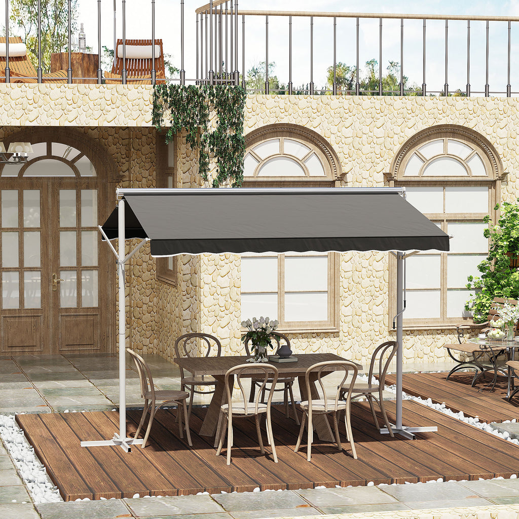 Standmarkise Gartenmarkise Markise mit Faltarm Kurbel Terrasse Grau 3x3m