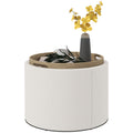 Hocker Polsterhocker, Leinen, versteckter Stauraum, umkehrbarer Deckel, 5 6cm x 56 cm x 42 cm, Creme + Natur