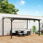 Terrassenüberdachung ca. 3 x 4,3m freistehende Terrassendach mit schrägen Polycarbonat-Dach Wandmontage Dunkelgrau