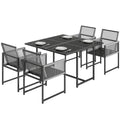 5 Pieces Garden Dining Set, Outdoor Patio Cube Set, 4 Seater Outdoor Table and Chairs with Foldable Backrest, Light Grey