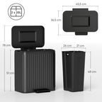 40L Dual Compartment Rubbish Bin, with Soft-Close Lid - Black
