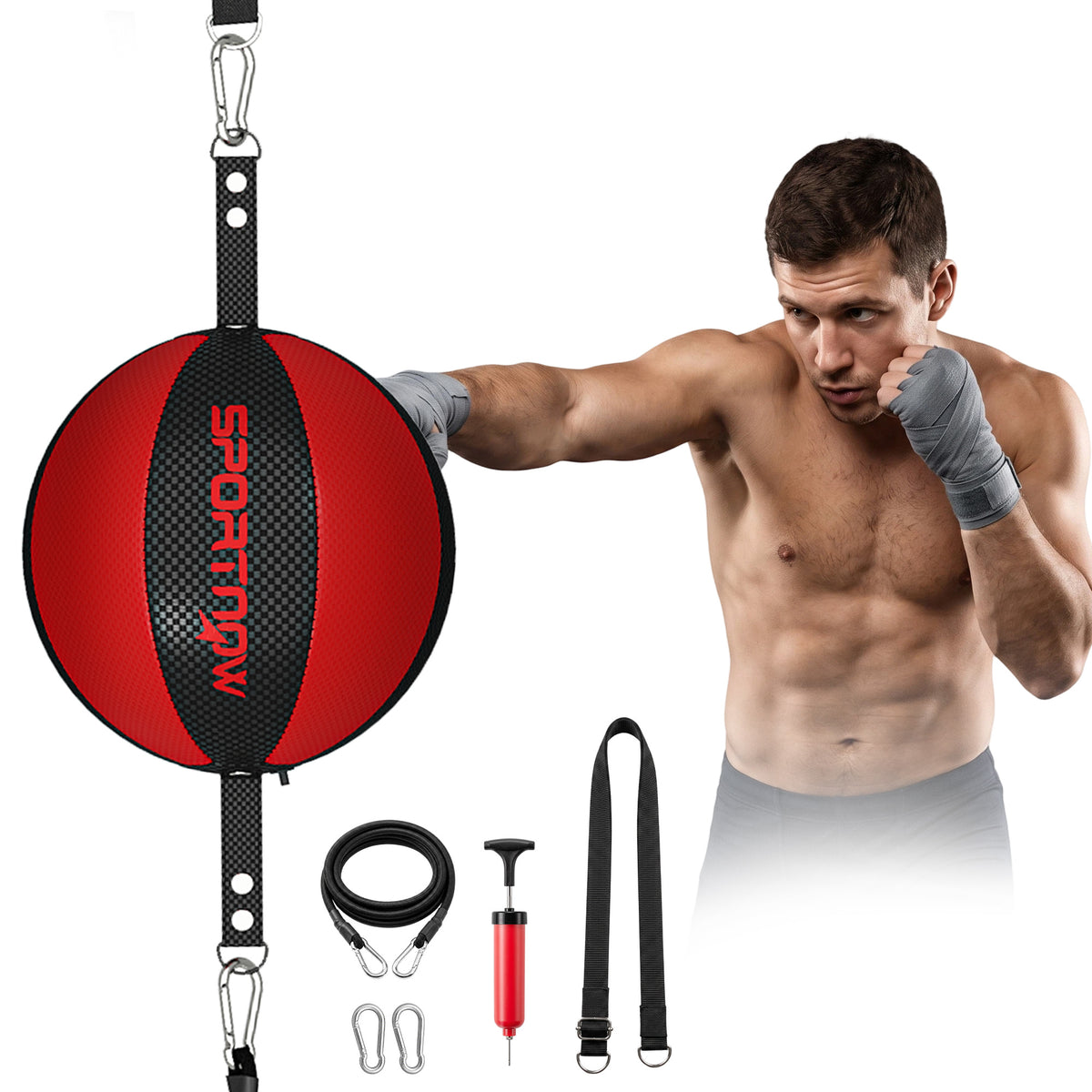 Boxgestell Doppelend Boxtraining mit Bungee-Seil verstellbare Seilschnalle Clip-on Montage