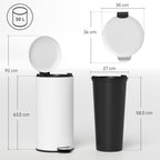 M¨¹lleimer 30L, Treteimer, einrastbarer Deckel, Pedal, fleckenresistent, Cremewei?