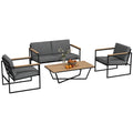 Gartenm?bel Set 4 Personen wetterfest Balkonm?bel-Set mit 2er Sofa, 2 St¨¹hle Sitzkissen Beistelltisch Grau