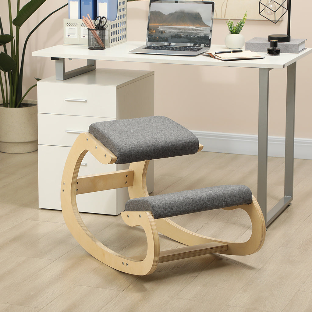 Ergonomischer, schaukelnder Kniehocker f¨¹r Homeoffice, zur Verbesserung der K?rperhaltung, Grau