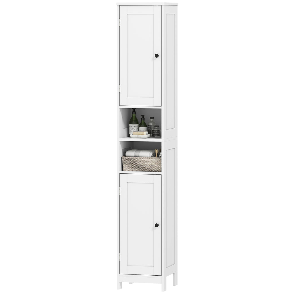 Hoher schlanker Badezimmerschrank mit T¨¹ren, offene Regale, 30 x 30 x 170 cm, Wei?