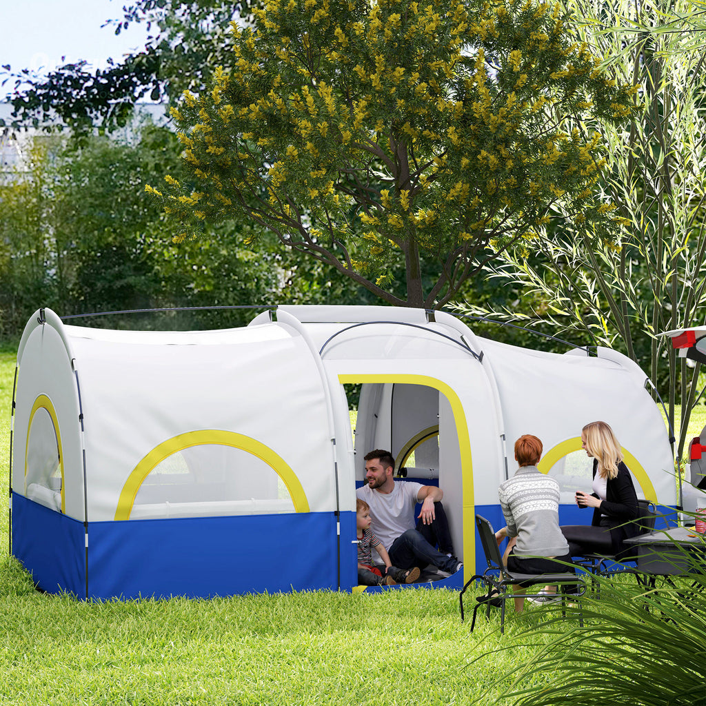 Familien-Campingzelt, 2 Schlafzimmer, zentraler Raum, wasserdicht, Blau