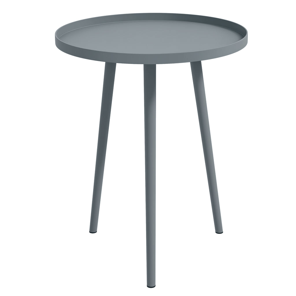 Round Garden Coffee Table, Outdoor Side Table with Rounded Steel Edge, Ø40 x 50H cm, Grey