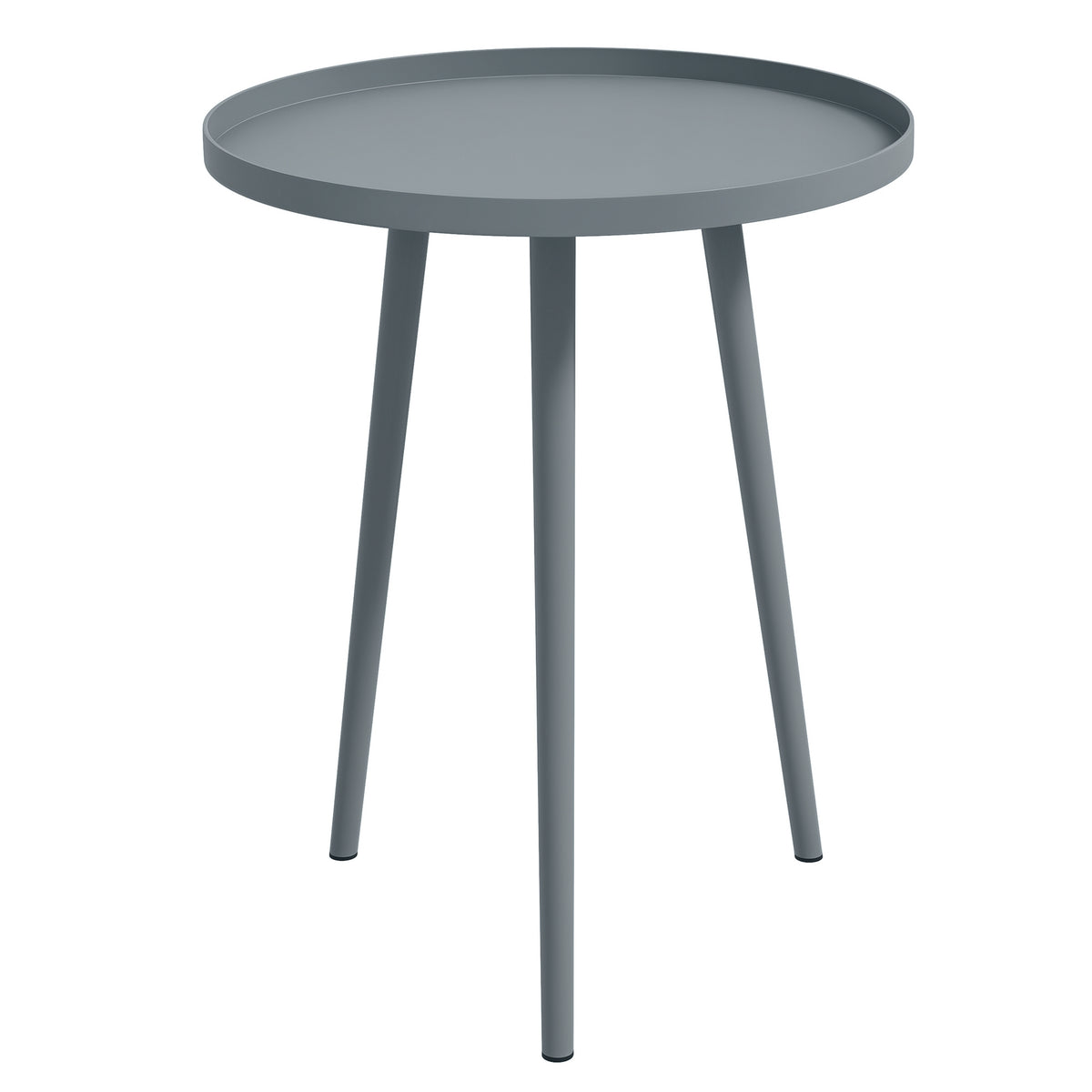 Round Garden Coffee Table, Outdoor Side Table with Rounded Steel Edge, Ø40 x 50H cm, Grey