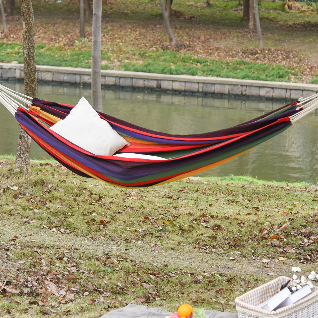  Hängematte Outdoor Baumwolle mit Tragetasche Belastbarkeit bis 120 kg modern 290 x 150 cm Mehrfarbig