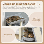 Cat Tree Tower, with Scratching Posts, Pad, Bed, Perch, Toy Ball - Light Grey