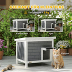 Outdoor Cat House Insulated with Openable Roof, Weatherproof Feral Cat Shelter for Rabbits, Cats, Grey