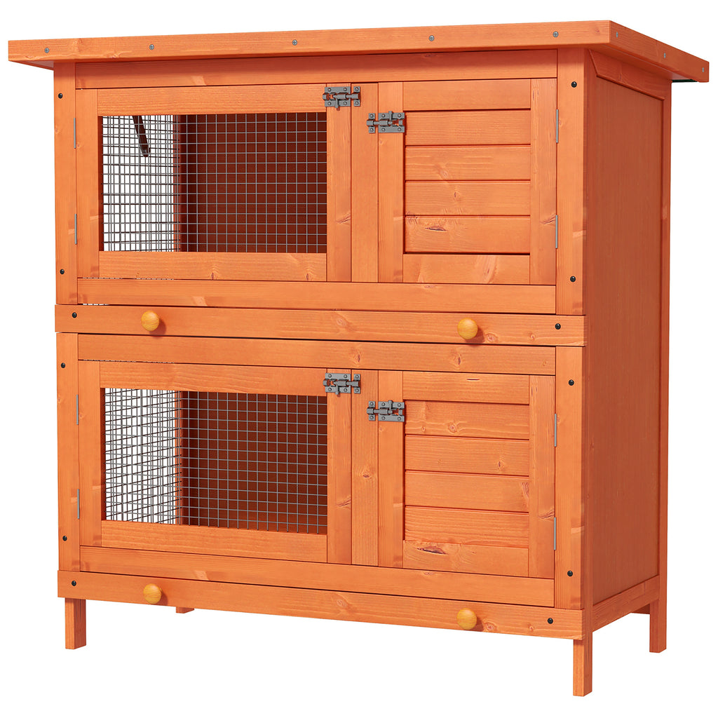 Rabbit Hutch Outdoor Guinea Pig Hutch Wooden Duck House Pet Cage with Opening Roof, 90 x 45 x 90cm