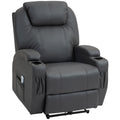 Massagesessel, elektrisch verstellbar, 8 Vibrationspunkte, Becherhalter, Kunstleder, Dunkelgrau