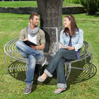 Outdoor Garden Metal Round Tree Bench Seat Diameter 160cm Height 90cm Silver